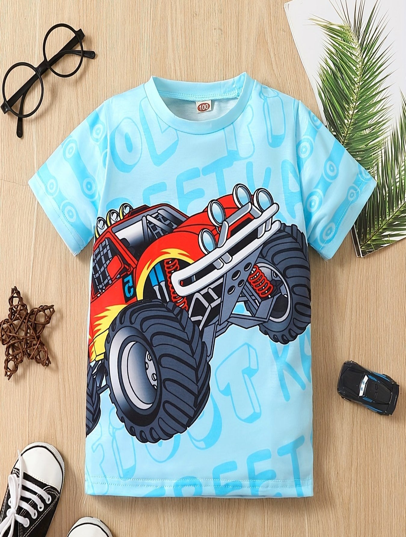T-Shirt für Jungen mit Grafik für Geländefahrzeuge Off-road, kurzärmelig, Rundhalsausschnitt, bequem, weich und perfekt für den Sommer