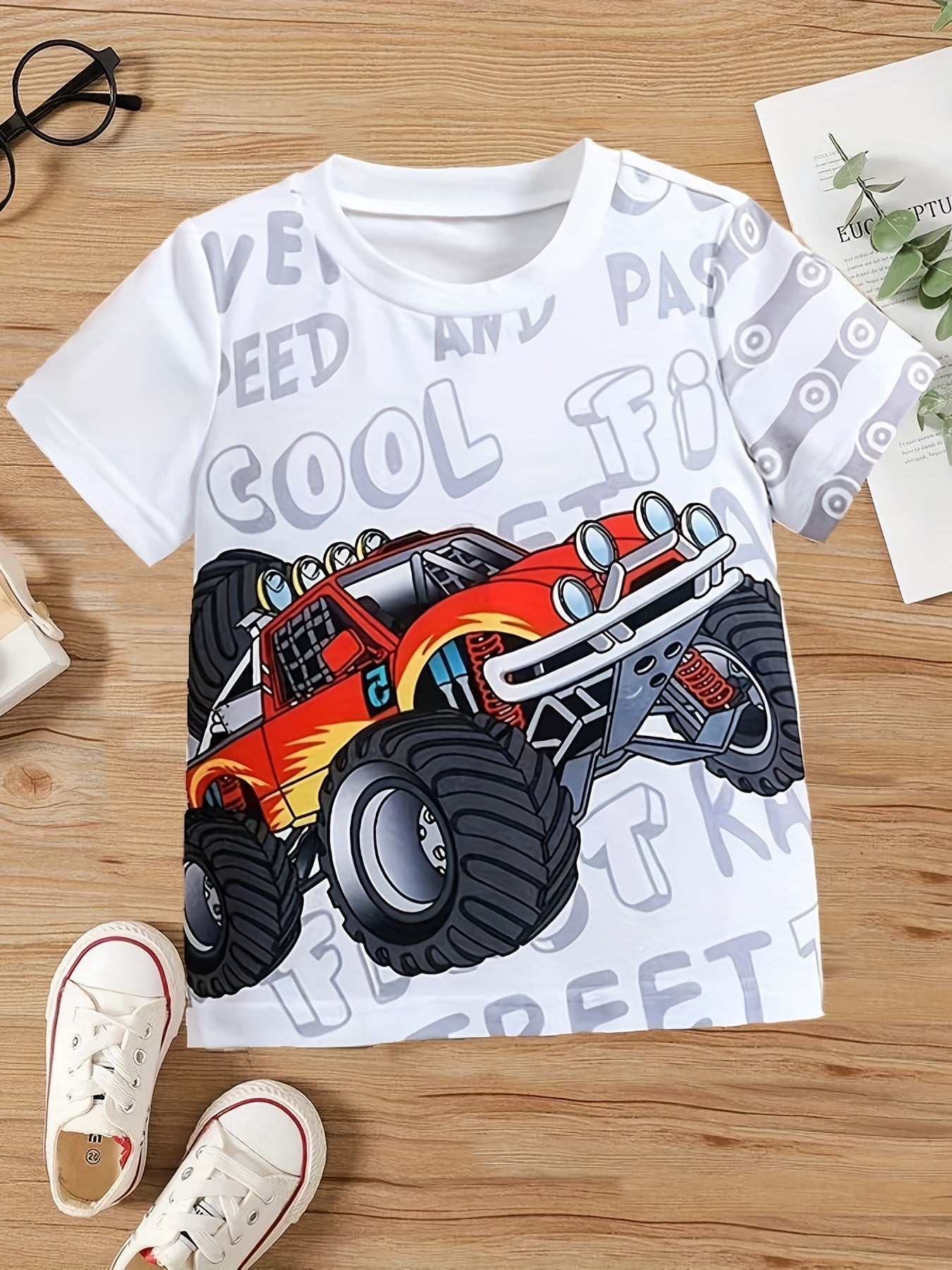 T-Shirt für Jungen mit Grafik für Geländefahrzeuge Off-road, kurzärmelig, Rundhalsausschnitt, bequem, weich und perfekt für den Sommer