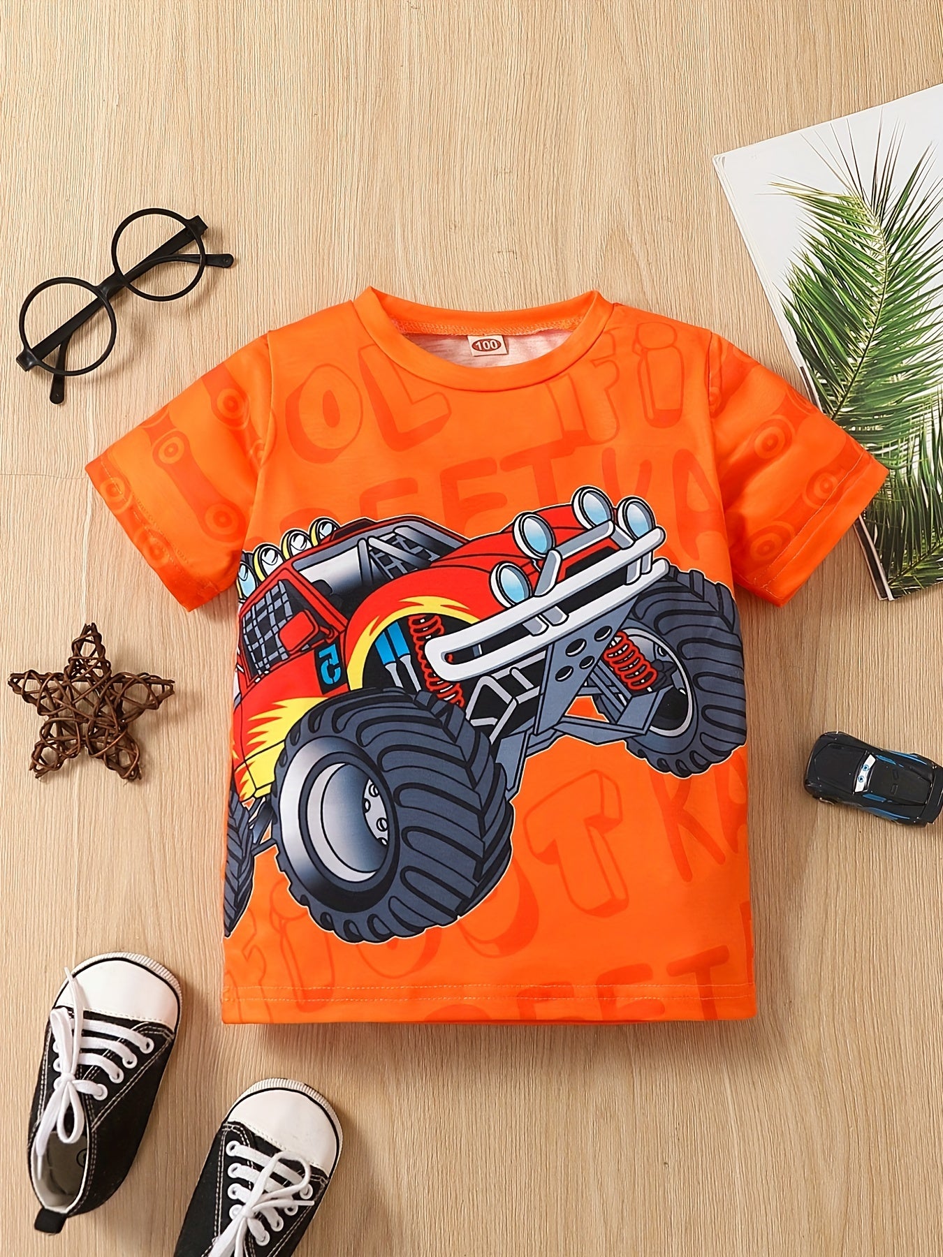 T-Shirt für Jungen mit Grafik für Geländefahrzeuge Off-road, kurzärmelig, Rundhalsausschnitt, bequem, weich und perfekt für den Sommer