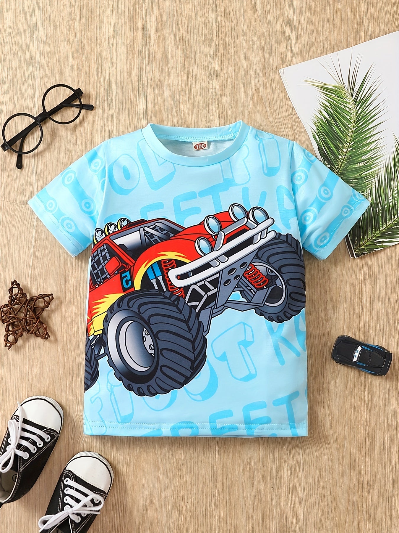T-Shirt für Jungen mit Grafik für Geländefahrzeuge Off-road, kurzärmelig, Rundhalsausschnitt, bequem, weich und perfekt für den Sommer