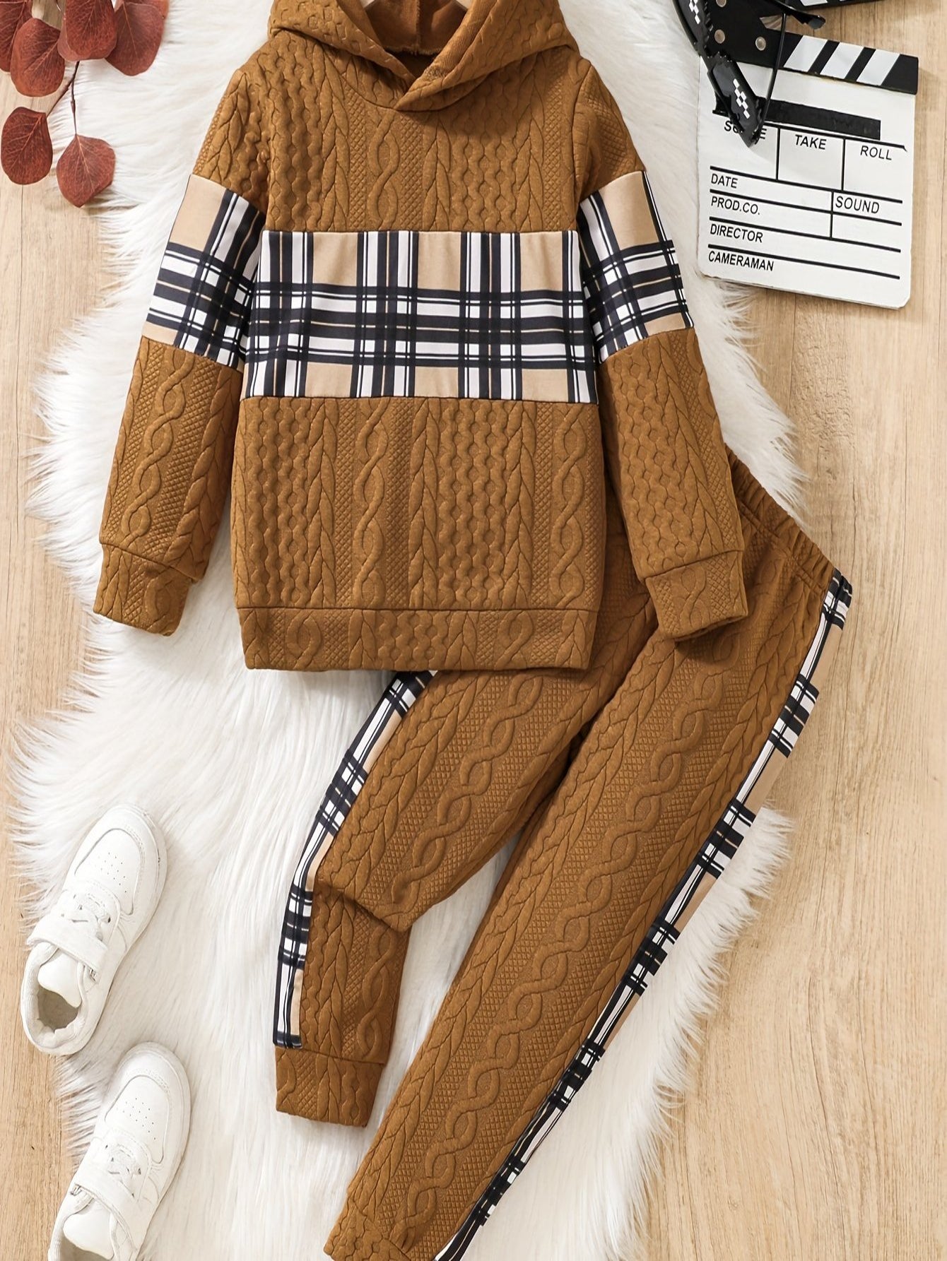 2-teiliges Set aus Kapuzenpullover und Jogginghose im Farbblockdesign für Jungen – bequemes, leichtes Outfit für Frühling/Herbst/Winter, perfekt für draußen