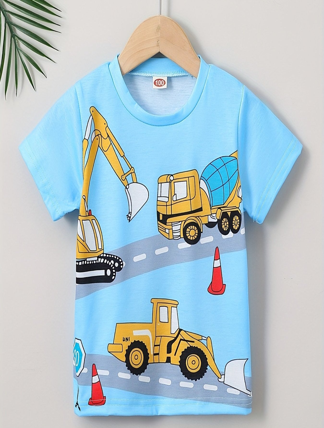 Jungen Cartoon Bagger T-Shirt Top Kurzarm Rundhals Sommer Casual Kinder Kleidung