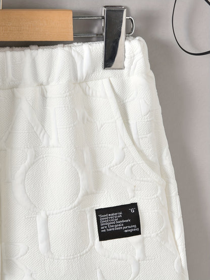 3-teiliges Set Jungen-Outfit Alphabet Jacquard gemustertes T-Shirt Tasche und Shorts Sommerkleidung für Jungen