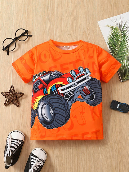 T-Shirt für Jungen mit Grafik für Geländefahrzeuge Off-road, kurzärmelig, Rundhalsausschnitt, bequem, weich und perfekt für den Sommer
