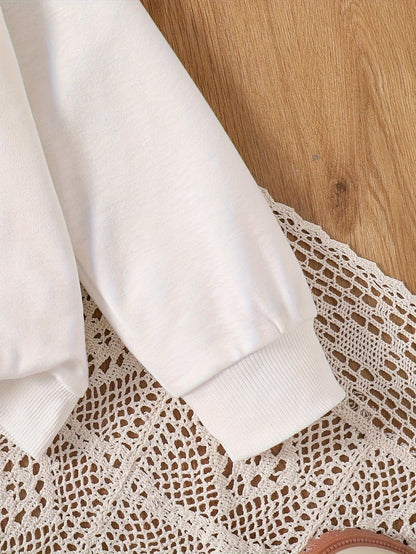 Tween Girls Mädchen Buchstabenmusterdruck Rundhalsausschnitt Langarm + Herbst und Winter einfarbiger vielseitiger Faltenrock mit Schleife