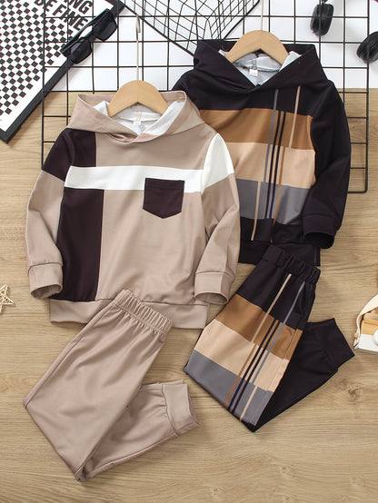 Lässiges 4-teiliges Set aus Kapuzenoberteil und Hose für Jungen