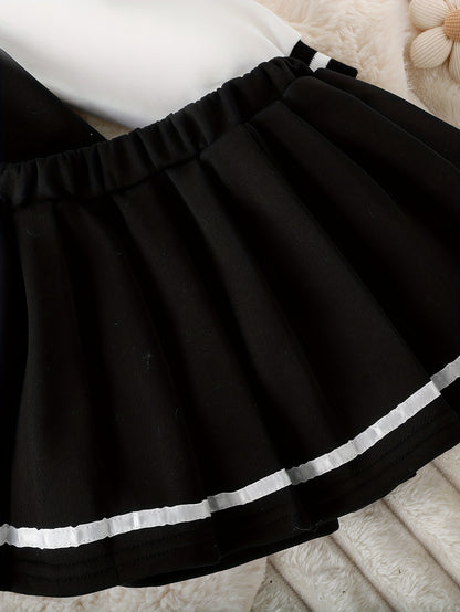 Preppy Stil Mädchen 2 stücke BABY Gedruckt Baseball Jacke + Falten Rock Set