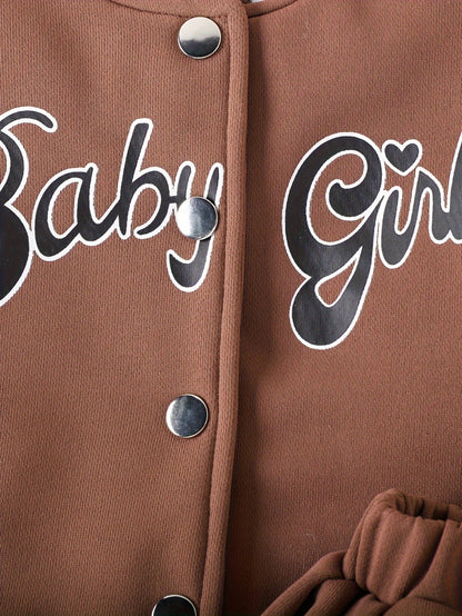 Preppy Stil Mädchen 2 stücke BABY Gedruckt Baseball Jacke + Falten Rock Set