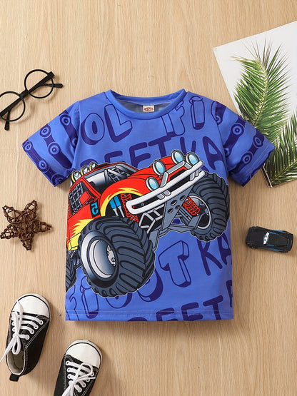 T-Shirt für Jungen mit Grafik für Geländefahrzeuge Off-road, kurzärmelig, Rundhalsausschnitt, bequem, weich und perfekt für den Sommer