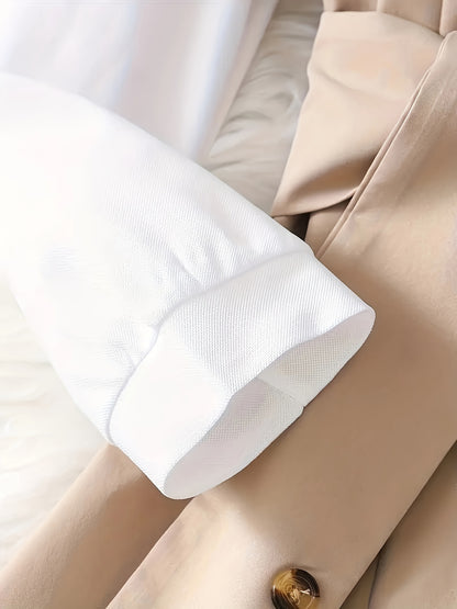 Farbblockkleid für schicke Mädchen mit Gürtel- und Knopfdetails – Schwarz-weißes, elegant geschnittenes Konfektionskleid für die Schule oder den Alltag, saisonale Mode | Kleid mit Taillengürtel | Glänzend