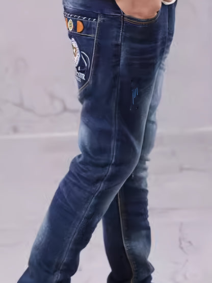 Stilvolle Vintage von Männern gewaschene Jeans lange Hosen für alle Jahreszeiten