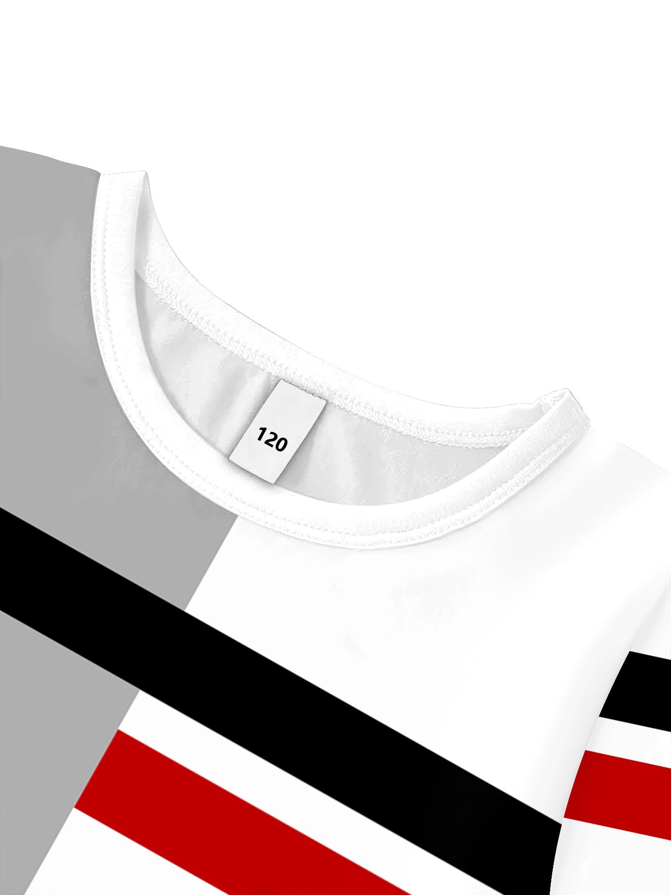 Lässiger Kurzarmanzug aus Polyester-Mischgewebe für Jungen mit gestreiften Akzenten – Strickstoff, normale Passform, Farbblockdesign für Frühling und Sommer, Sommerkleidung für Jungen.