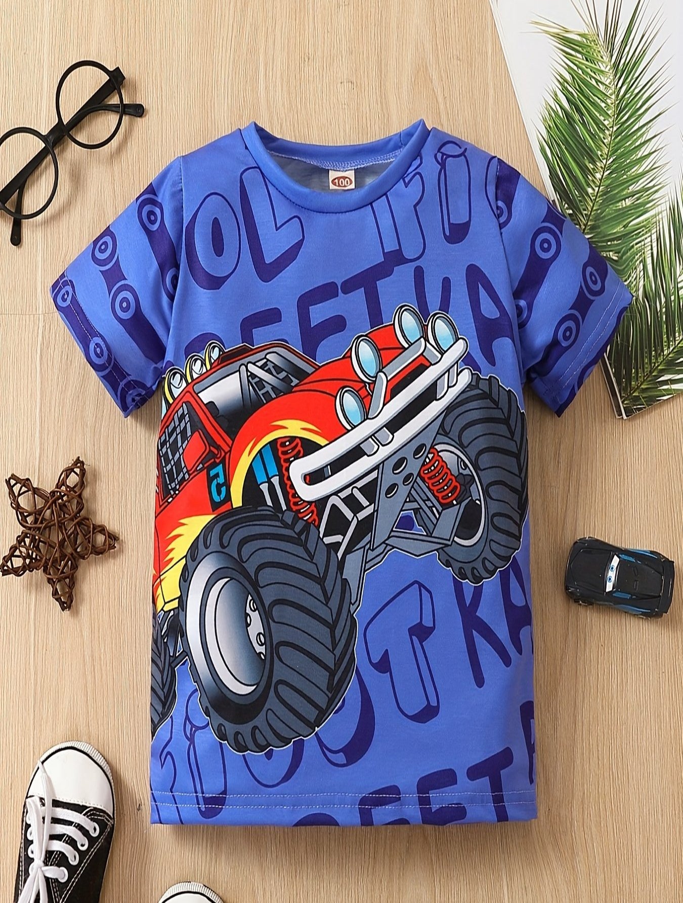 T-Shirt für Jungen mit Grafik für Geländefahrzeuge Off-road, kurzärmelig, Rundhalsausschnitt, bequem, weich und perfekt für den Sommer