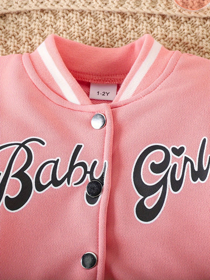 Preppy Stil Mädchen 2 stücke BABY Gedruckt Baseball Jacke + Falten Rock Set