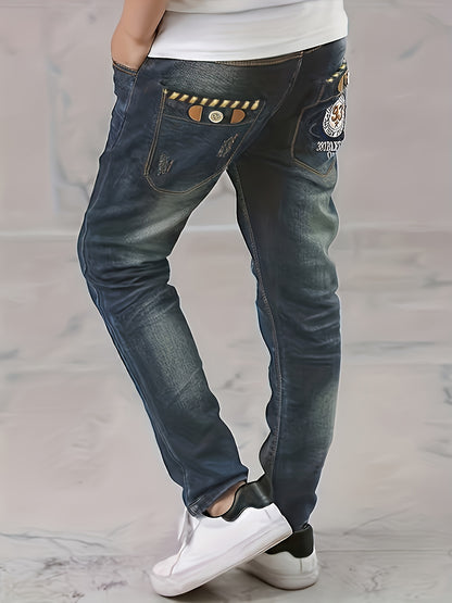 Stilvolle Vintage von Männern gewaschene Jeans lange Hosen für alle Jahreszeiten