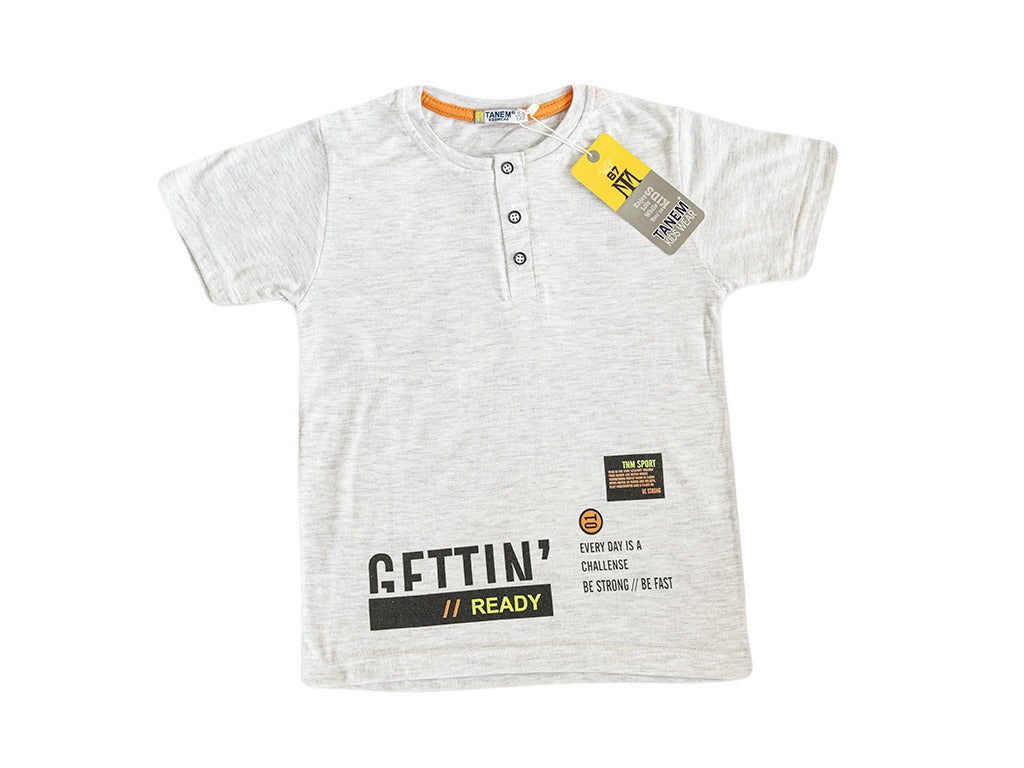 Jungen T-Shirt Zugeknöpft Einfarbig und Stilvoll