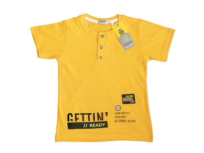 Jungen T-Shirt Zugeknöpft Einfarbig und Stilvoll