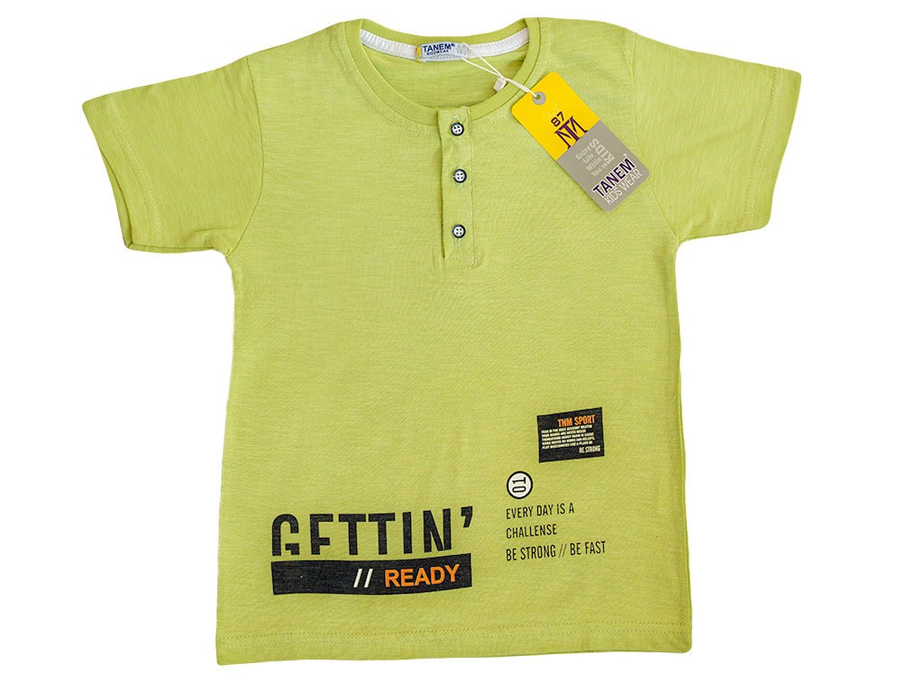 Jungen T-Shirt Zugeknöpft Einfarbig und Stilvoll