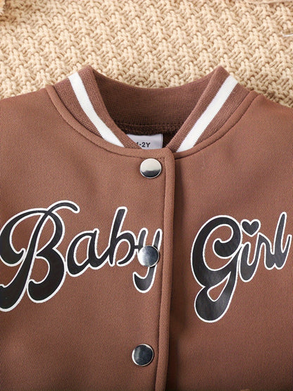 Preppy Stil Mädchen 2 stücke BABY Gedruckt Baseball Jacke + Falten Rock Set