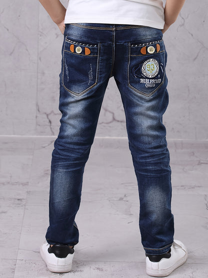 Stilvolle Vintage von Männern gewaschene Jeans lange Hosen für alle Jahreszeiten