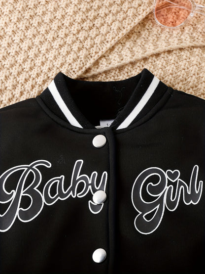 Preppy Stil Mädchen 2 stücke BABY Gedruckt Baseball Jacke + Falten Rock Set