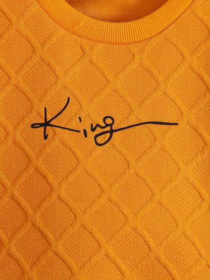 Langarm-Sweatshirt für Jungen in Orange mit Rundhalsausschnitt, modisches Oberteil mit britischem Aufdruck, Herbst, neues lässiges Jeans-Set, zweiteilig