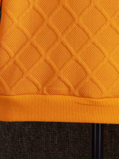 Langarm-Sweatshirt für Jungen in Orange mit Rundhalsausschnitt, modisches Oberteil mit britischem Aufdruck, Herbst, neues lässiges Jeans-Set, zweiteilig