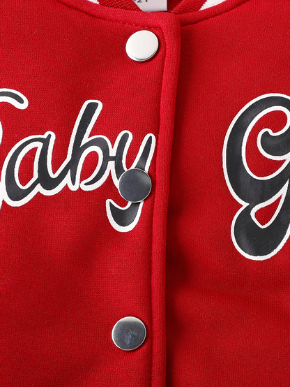 Preppy Stil Mädchen 2 stücke BABY Gedruckt Baseball Jacke + Falten Rock Set