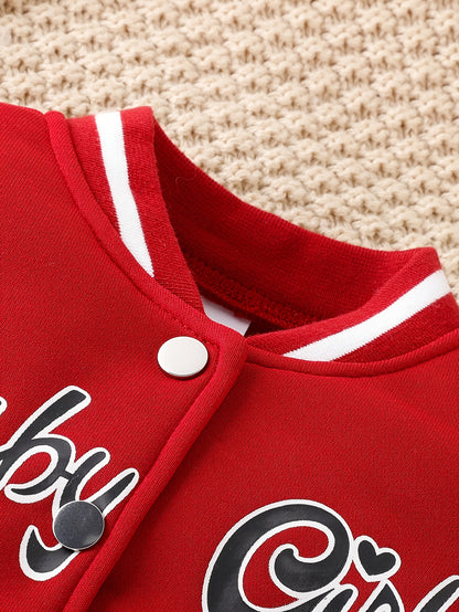 Preppy Stil Mädchen 2 stücke BABY Gedruckt Baseball Jacke + Falten Rock Set