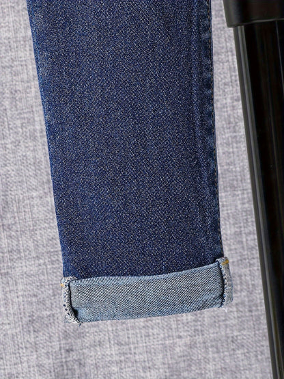 Langarm-Sweatshirt für Jungen in Orange mit Rundhalsausschnitt, modisches Oberteil mit britischem Aufdruck, Herbst, neues lässiges Jeans-Set, zweiteilig